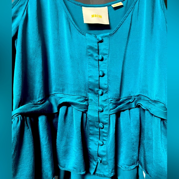 Anthropologie (Maeve) Teal Cold Shoulder Blouse - Picture 5 of 5